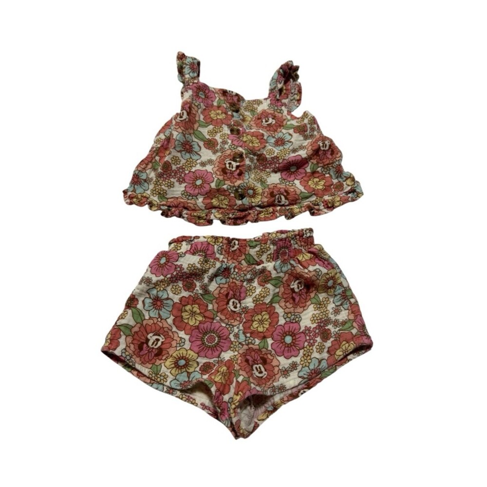 Disney Minnie Mouse Floral 2 Piece Ruffle Matching Set